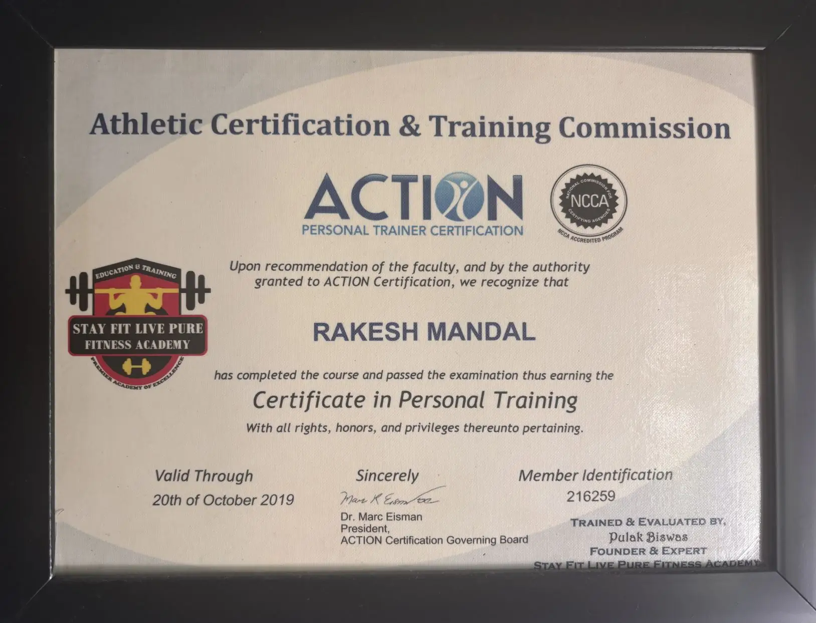 Certificate in Personal Training certificate