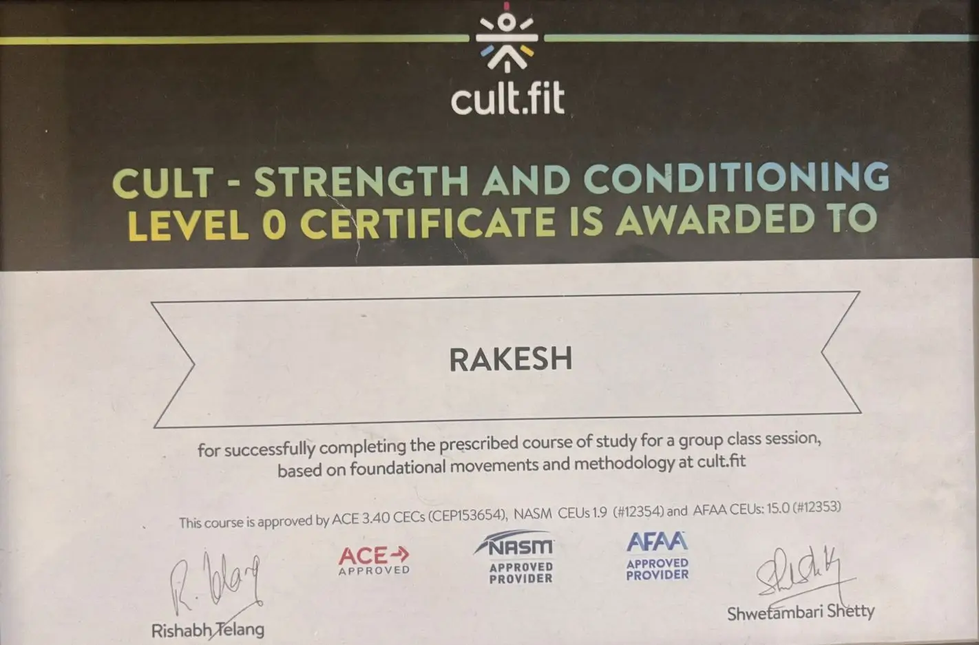 Strength and Conditioning certificate